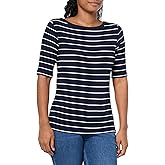 NIC+ZOE Women's Wide Stripe Rib Knit Boatneck Tee