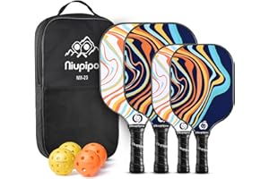 niupipo Pickleball Paddles Set of 2/4, USAPA Approved Fiberglass Surface, Polypropylene Honeycomb Core, Cushion Grip, Lightweight Pickleball Rackets with 2 Indoor and 2 Outdoor Balls, Portable Bag