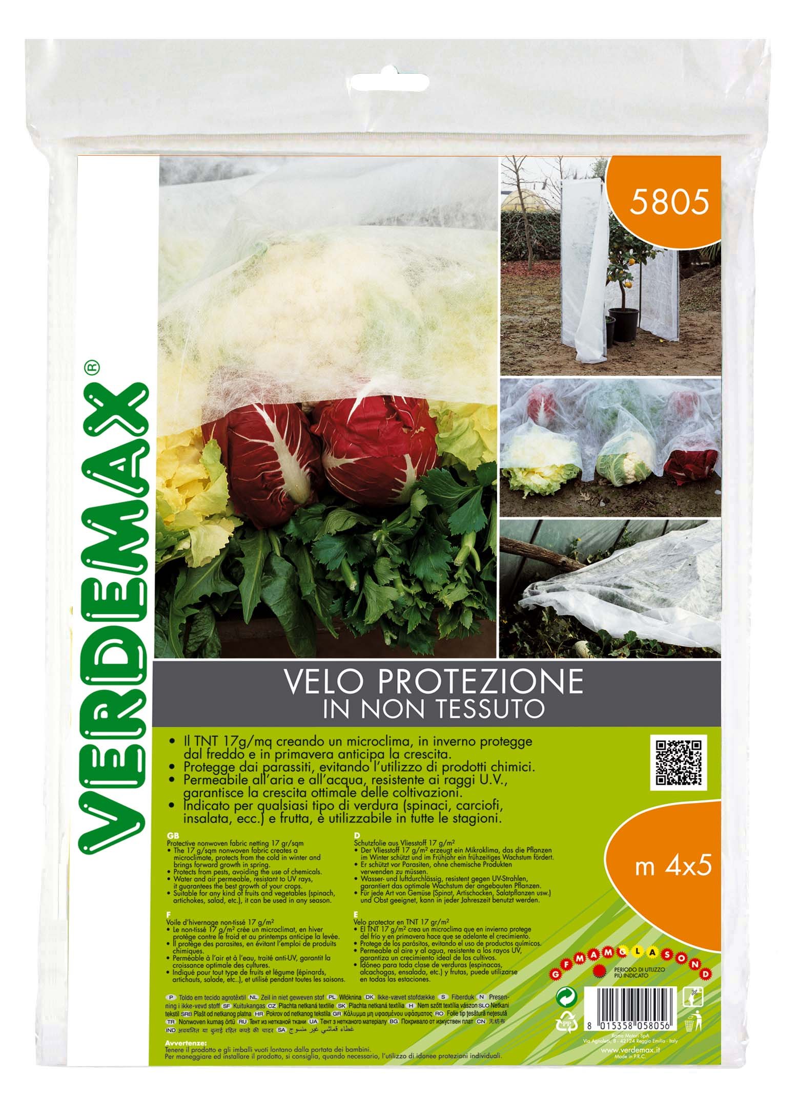 Verdemax 5805 4 x 5 m Protective Nonwoven Fabric Netting - White