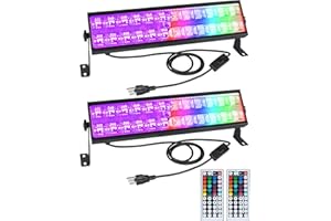 TigQiang 100W Black Light, LED Blacklight RGB Flood Light with Remote Control, 26 Colors & Dimmer Brightness Flashing Dynamic 9 Modes, LED Bar Light for Neon Glow Party Halloween Christmas, 2 Pack