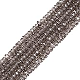 Natural Smoky Quartz Gemstone 4mm Faceted Rondelle Spacer Loose Beads 16 Inch for Jewelry Making Beads