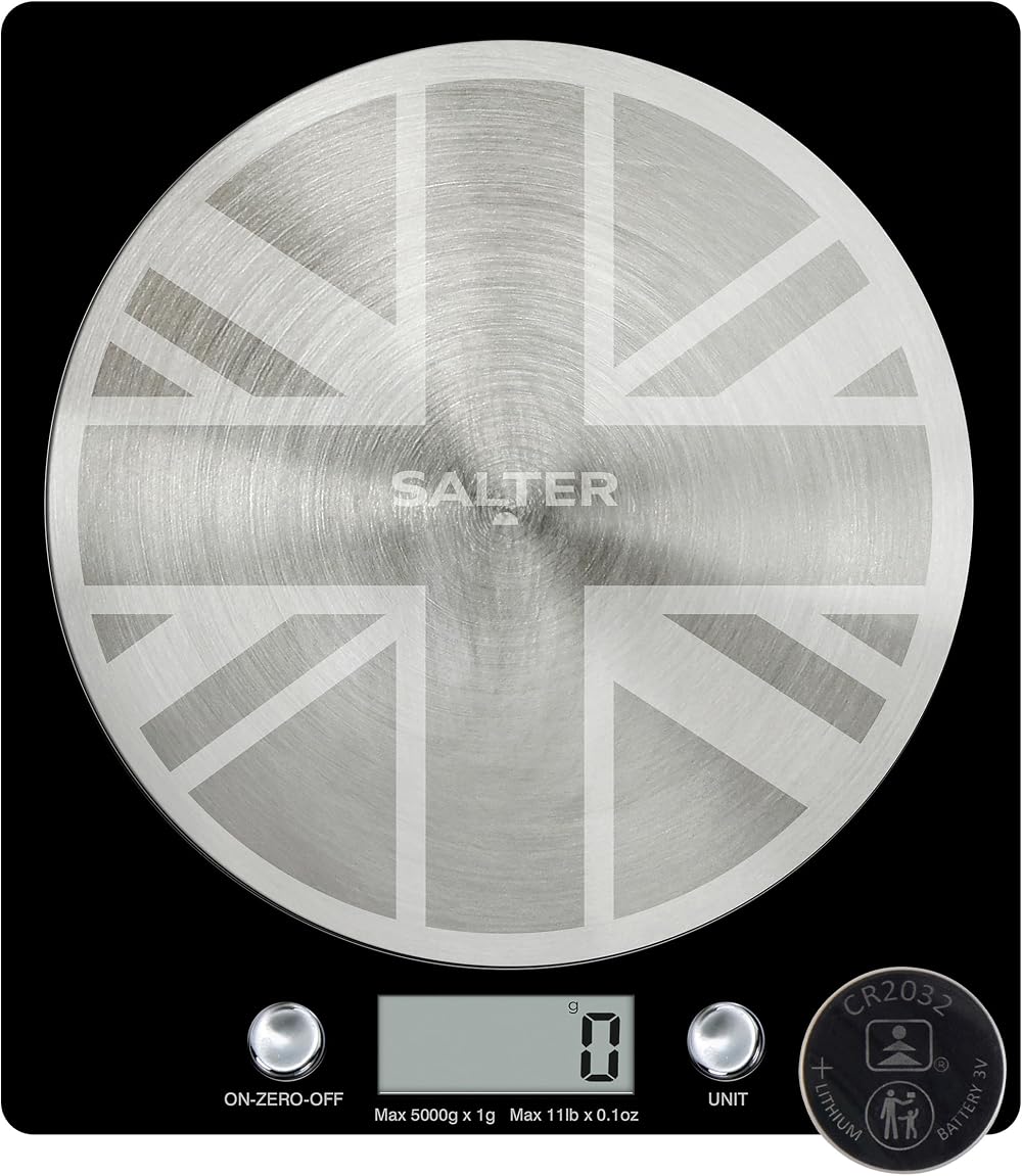Salter 1036 UJBKDR Electronic Kitchen Scale Union Jack Stainless Platform 5kg
