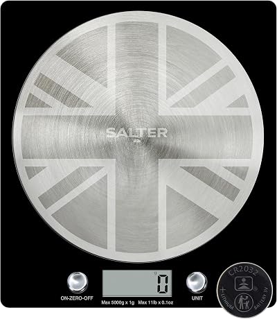 Salter 1036 UJBKDR Electronic Kitchen Scale Union Jack Stainless Platform 5kg