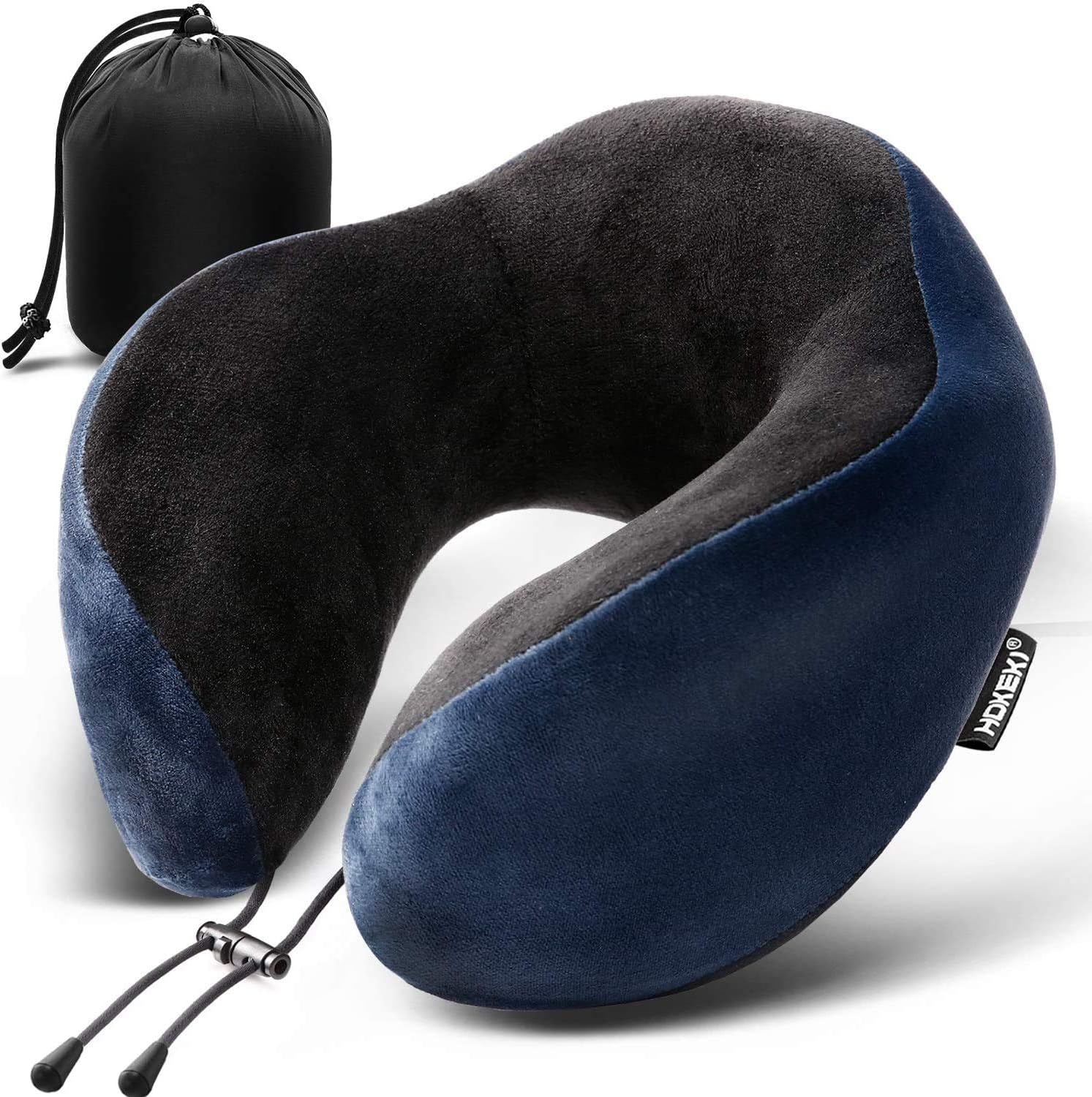 HOKEKI Travel Pillow 100% Pure Memory Foam Neck Pillow, Comfortable & Lightweight , Breathable and Improved Support Design, for Airplanes and Travel (Blue): Kitchen & Dining