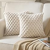 Joyouth Pack of 2 Super Soft Throw Pillow Covers 18x18 Inch Faux Fur Plush Pillowcase Luxury Cozy Fluffy Decorative Cushion Cover for Sofa Couch Bed Livingroom Beige