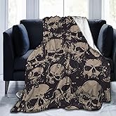 Grunge Horror Scary Skull Blanket Soft Comfy Flannel Throw Blankets Lightweight Warm Bed Throws Plush for Couch Sofa Camping Office Travel Home Bedroom Decor Cool Men Women Girls Boys Gifts 60"X50"