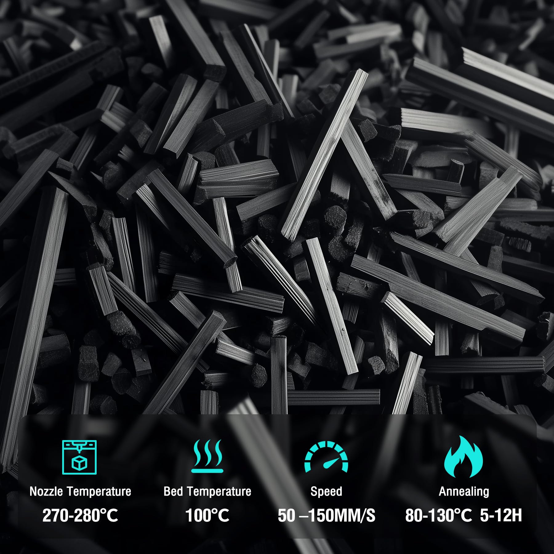 SUNLU 1KG PA6-CF 3D Filament 1.75mm, Wärmebeständig bis 209°C, besteht aus 80% PA-Nylon und 20% Carbonfasern, Steif/Stark/Hochtemperaturbeständig, für Industrielle Teile, Frostige Textur 8