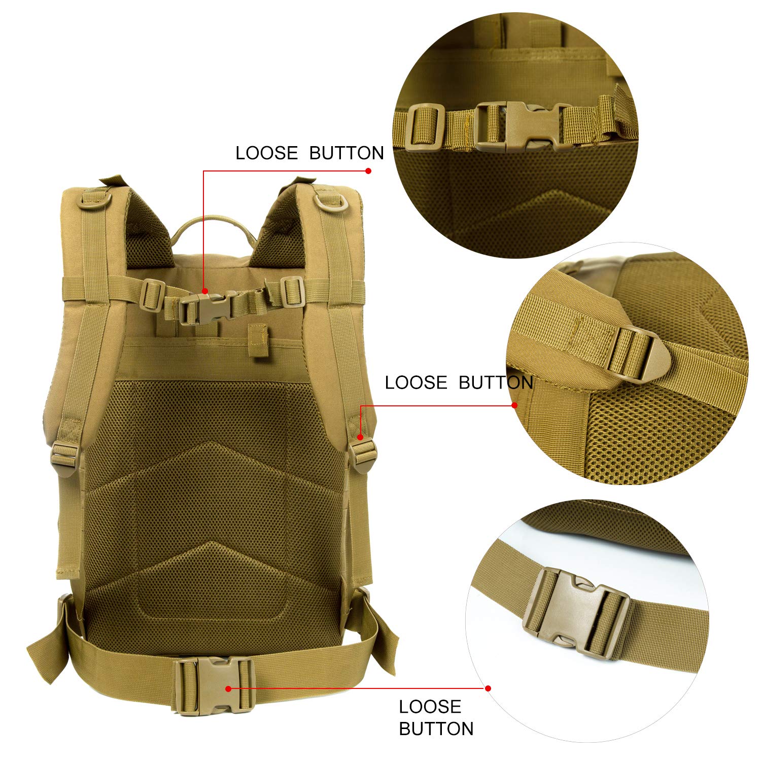 J.CARP Military Tactical Backpack Large 3 Day Assault Pack Army Molle Bug Out Bag, Brown