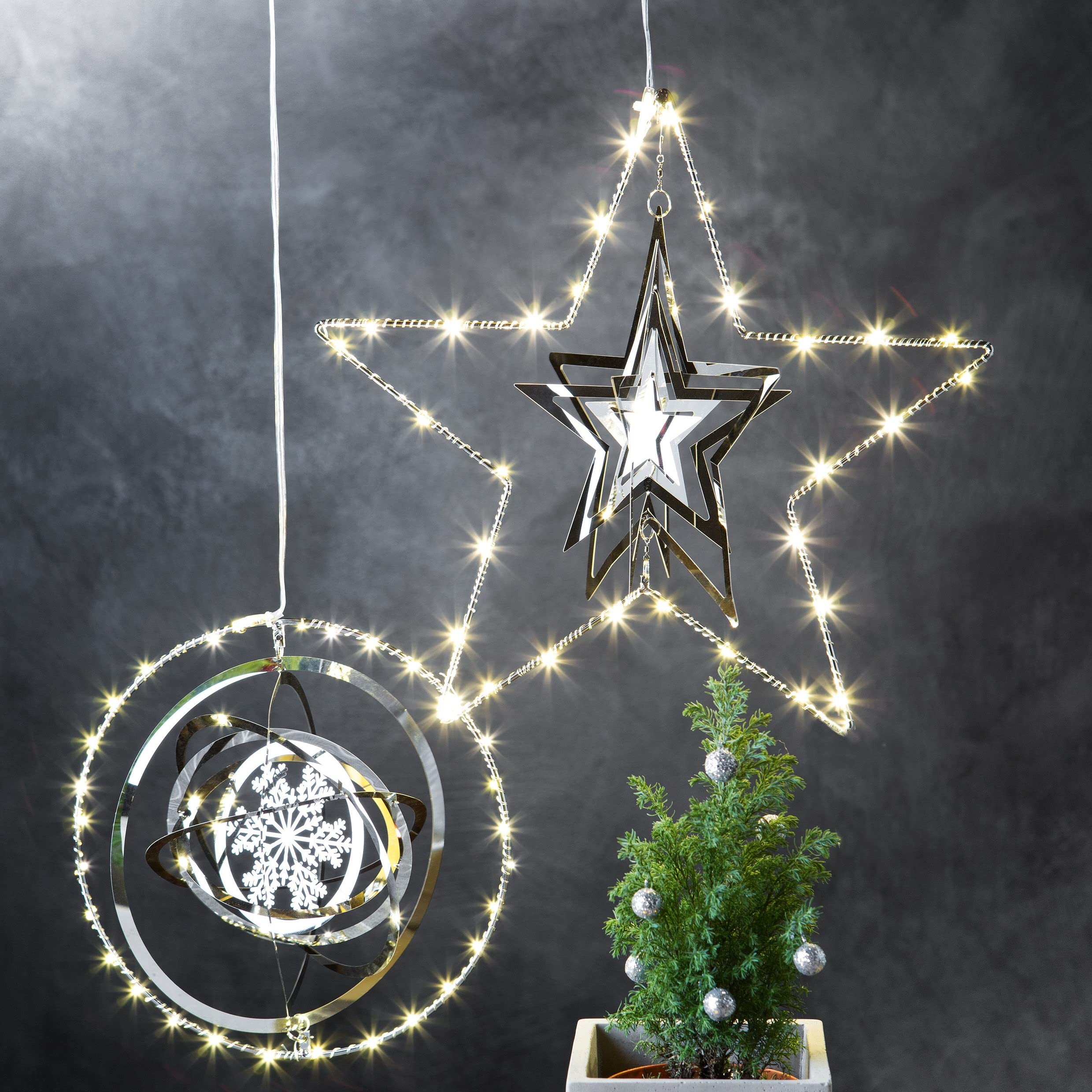 Hellum brightum 522990 LED-Fensterbild Warm white LED Metall with 3D-Effekt, Timer