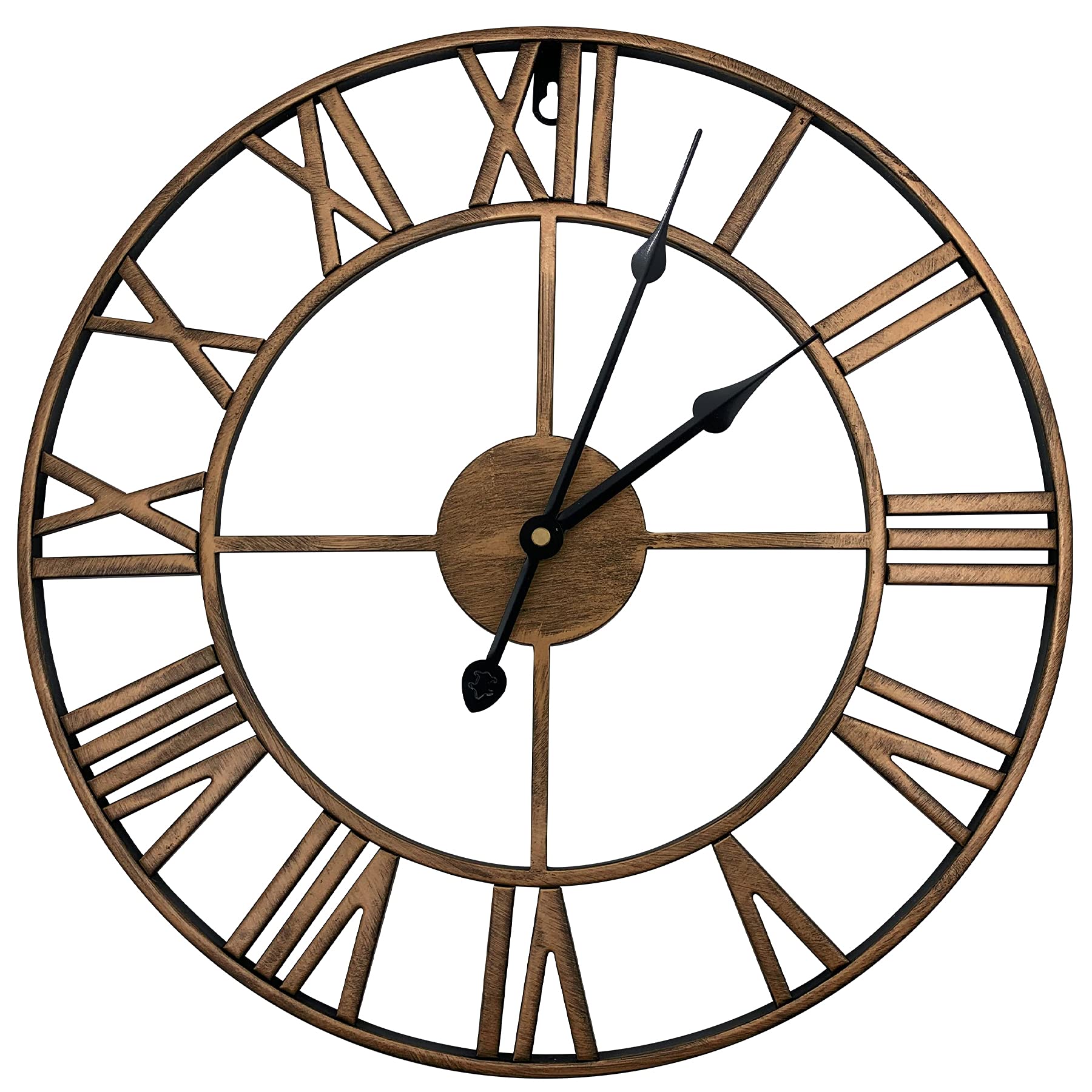 JanPraci Large Roman Numeral Wall Clock 40cm Vintage Metal Skeleton Silent Non-ticking Clock for Living Room Cofe Loft Hotel Bar Office Bedroom Kitchen (vintage gold-roman)