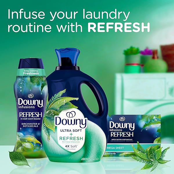 DOWNY ULTRA SOFT FABRIC SOFTENER LIQUID, REFRESH, BIRCH WATER AND BOTANICALS, 26 FL OZ, 39 LOADS