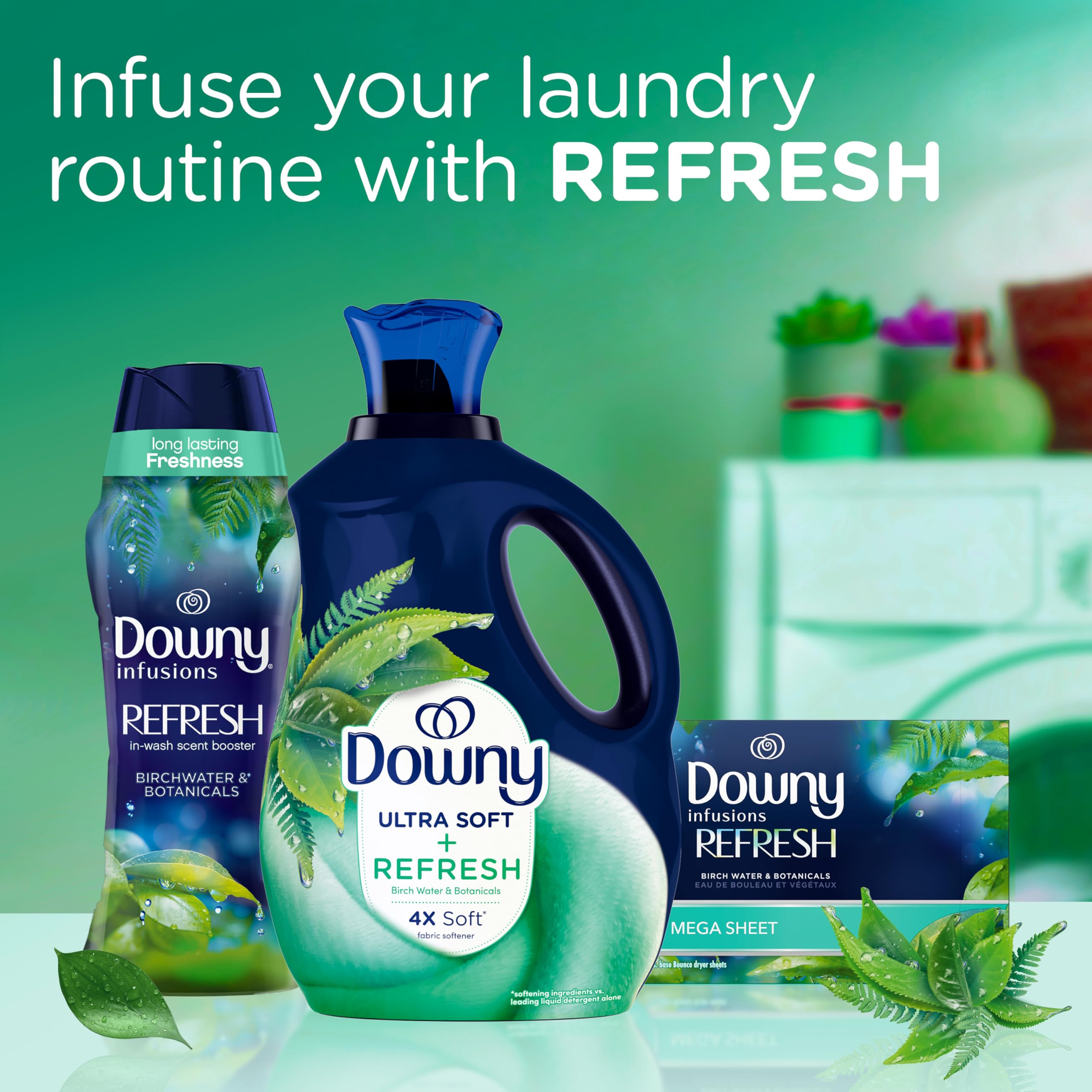 Downy Ultra Soft Fabric Softener Liquid, Refresh, Birch Water and Botanicals, 93 fl oz, 138 Loads