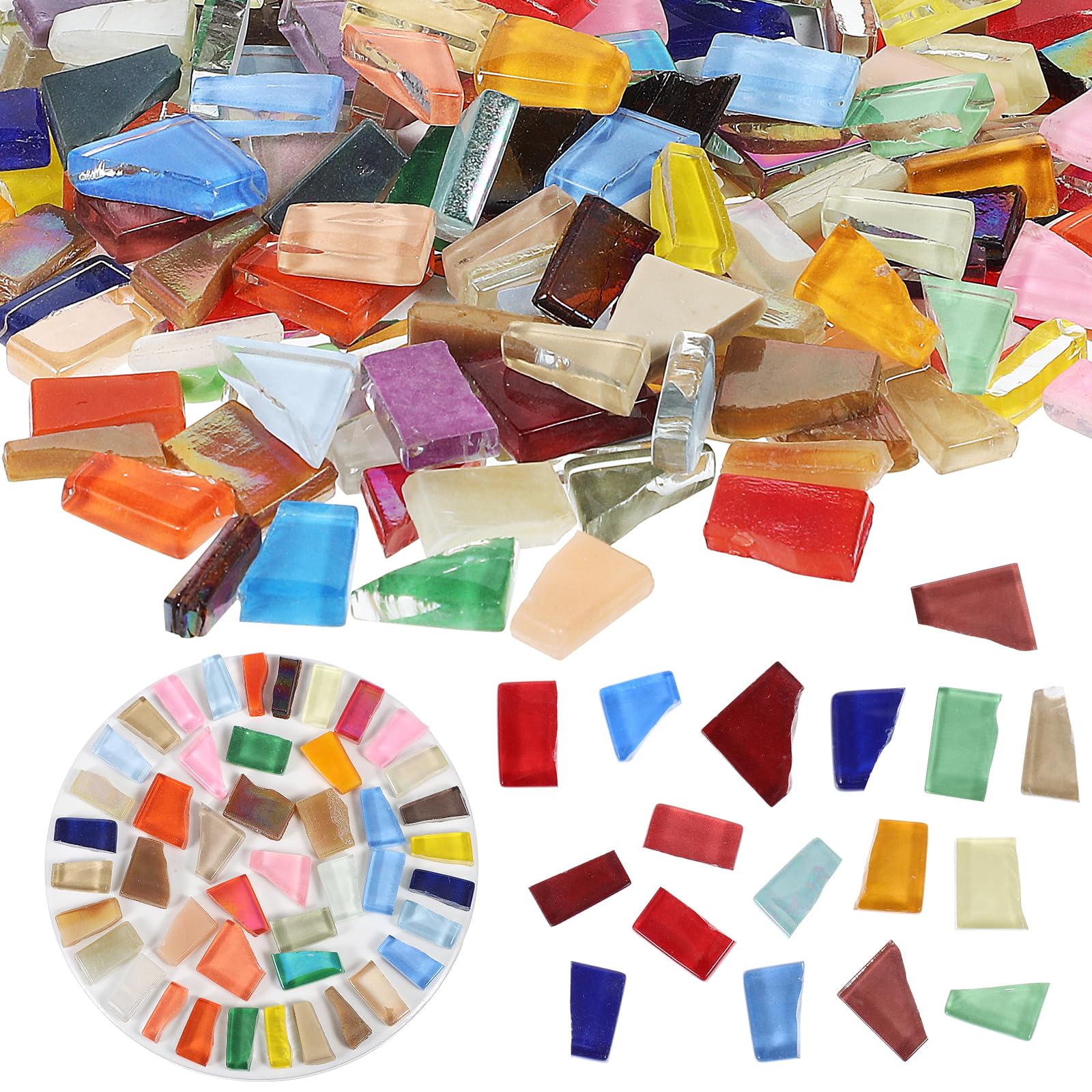 VILLCASE 250G Mixed Color Glass Shards Irregular Mosaic Tiles for DIY Crafts Home Decoration Art Projects