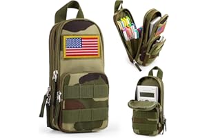 BERRYRIZZ Tactical Large Capacity Pencil Case Pen Pouch Organizer Canvas Pencil Bag with Handle School Supplies for Teen Boys-Green Camo