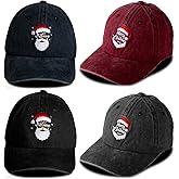 Vabean Christmas Hat Baseball Cap Gift Santa Embroidered Xmas Hat Adjustable Washed Funny Baseball Cap for Men Women