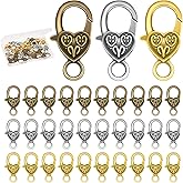 BENBO 30Pcs Heart Lobster Claw Clasps Tibetan Metal Lobster Clasp Antique Heart Shaped Alloy Lobster Clips Hooks with Box for DIY Necklaces Bracelets Keychains Craft Making Finding, 3 Colors