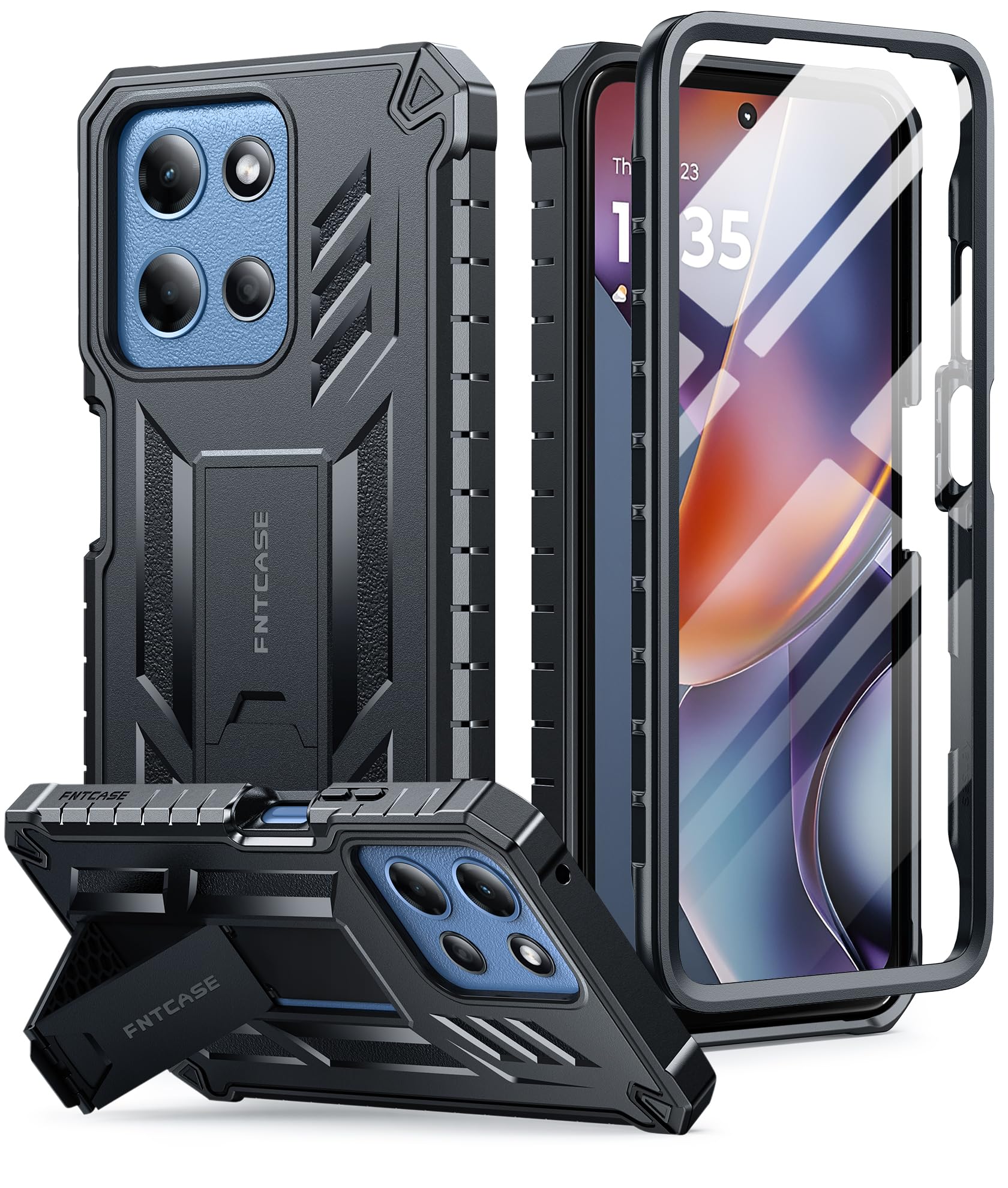 Photo 1 of FNTCASE for Moto-G 2026/2025 Case: for Motorola Moto G Play 2026 5G Military Grade Drop Proof Protection Cover with Kickstand | Matte Textured Rugged Shockproof TPU | Protective Phone Case Black