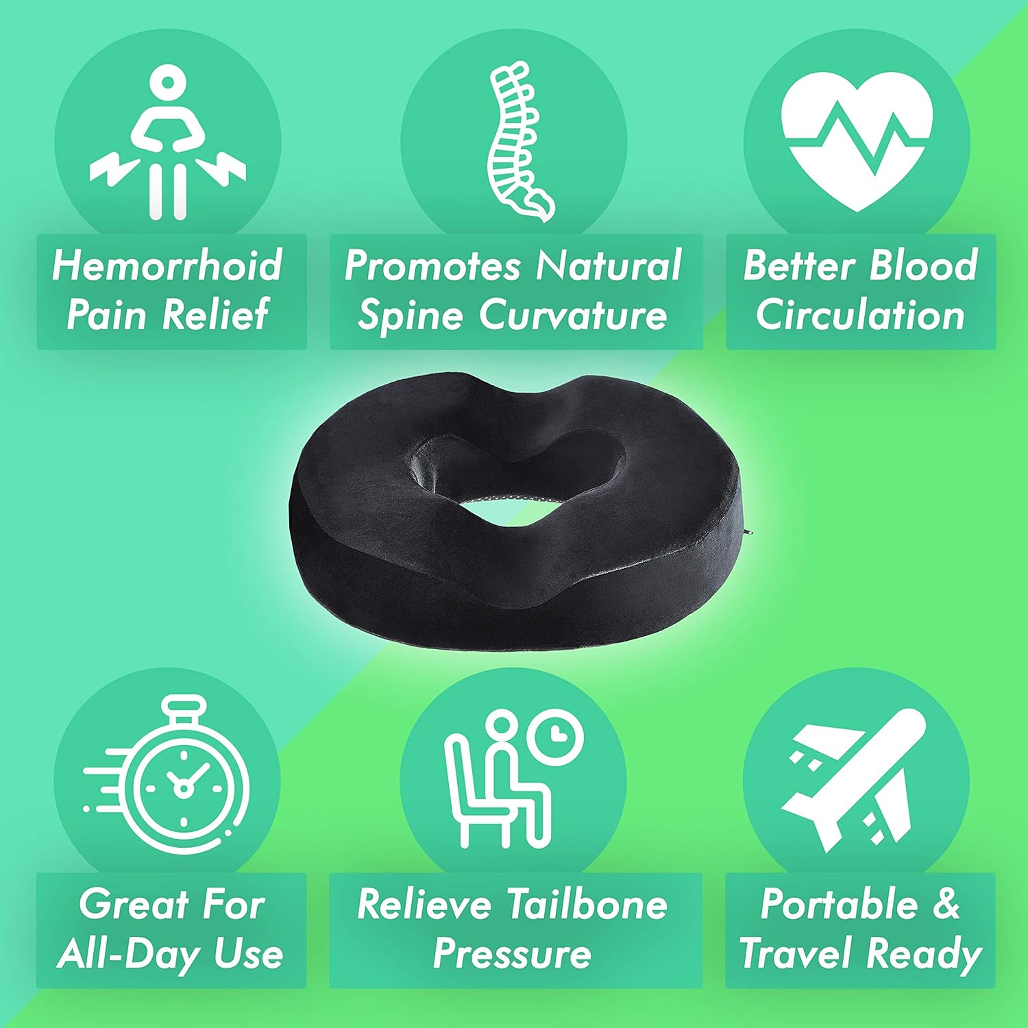 Donut Pillow for Tailbone Pain - Tailbone Pain Relief Cushion for Back and Sciatica Relief, Surgery Recovery, Pregnancy Support - Coccyx Cushion & Memory Foam Seat Cushion to Relieve Chair Pressure: Home & Kitchen