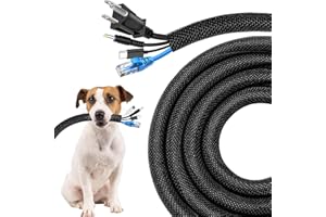 Secbolt Cord Protectors from Pets No Chew, 10ft - 1/2 inch Ultra Durable Cord Covers for Pets, Bite-Resistant Cable and Wire Protector for Cats, Dogs, Rabbits - Black
