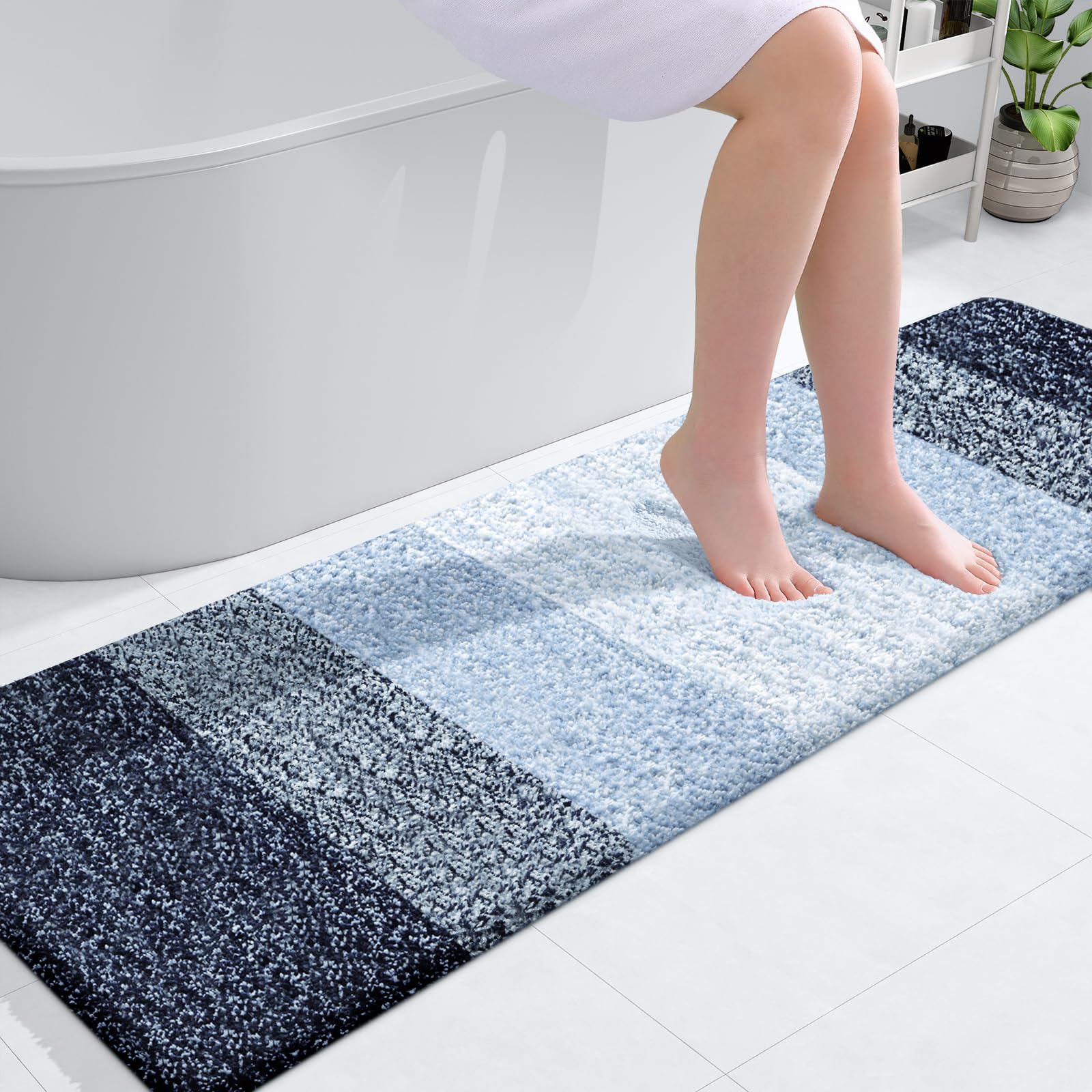 OLANLY Bathroom Runner Rug 59x17, Extra Soft Absorbent Microfiber Bath Rugs