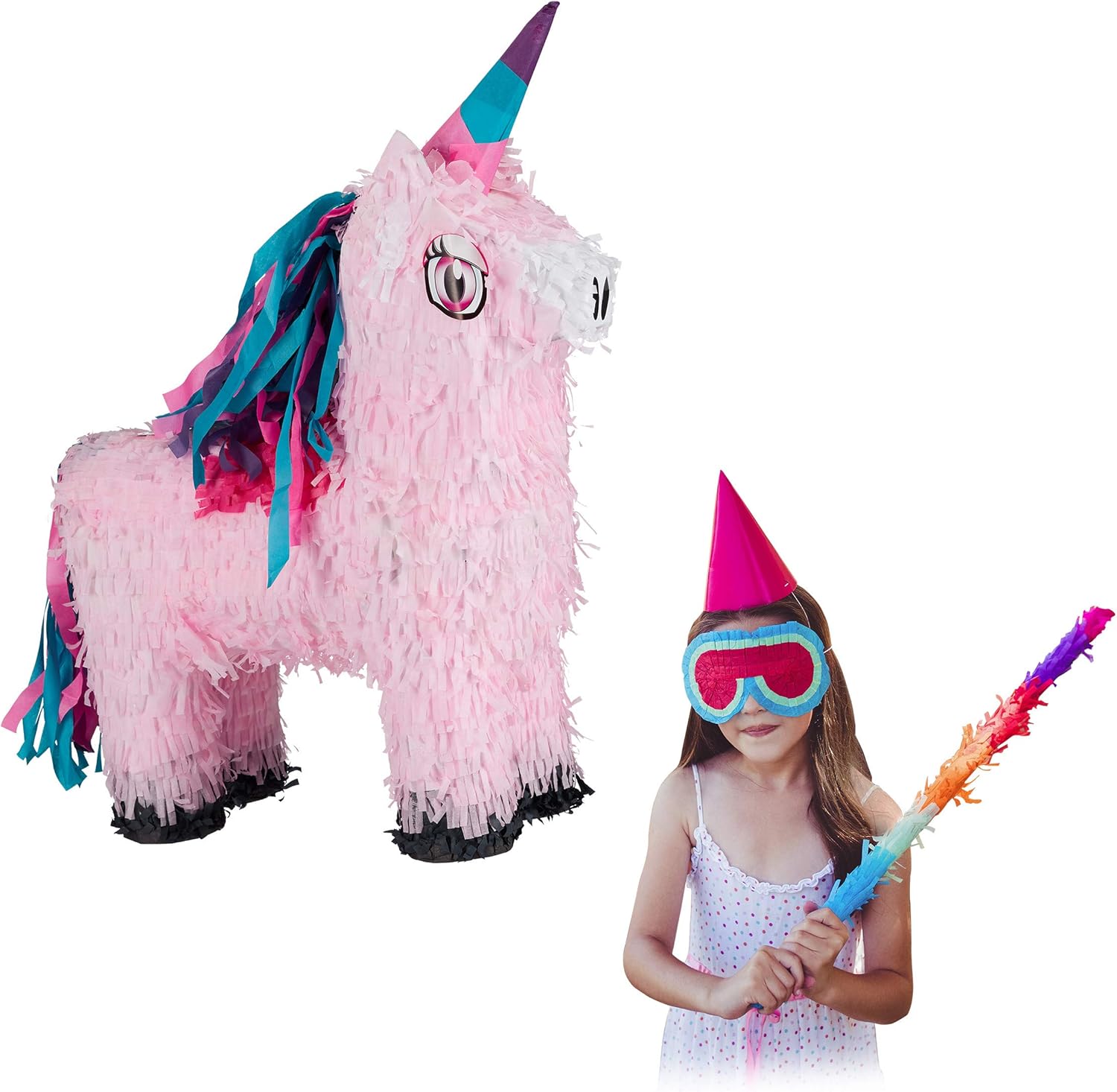 Relaxdays 10026370 Magical Unicorn Pinata, Hanging Piñata for Children