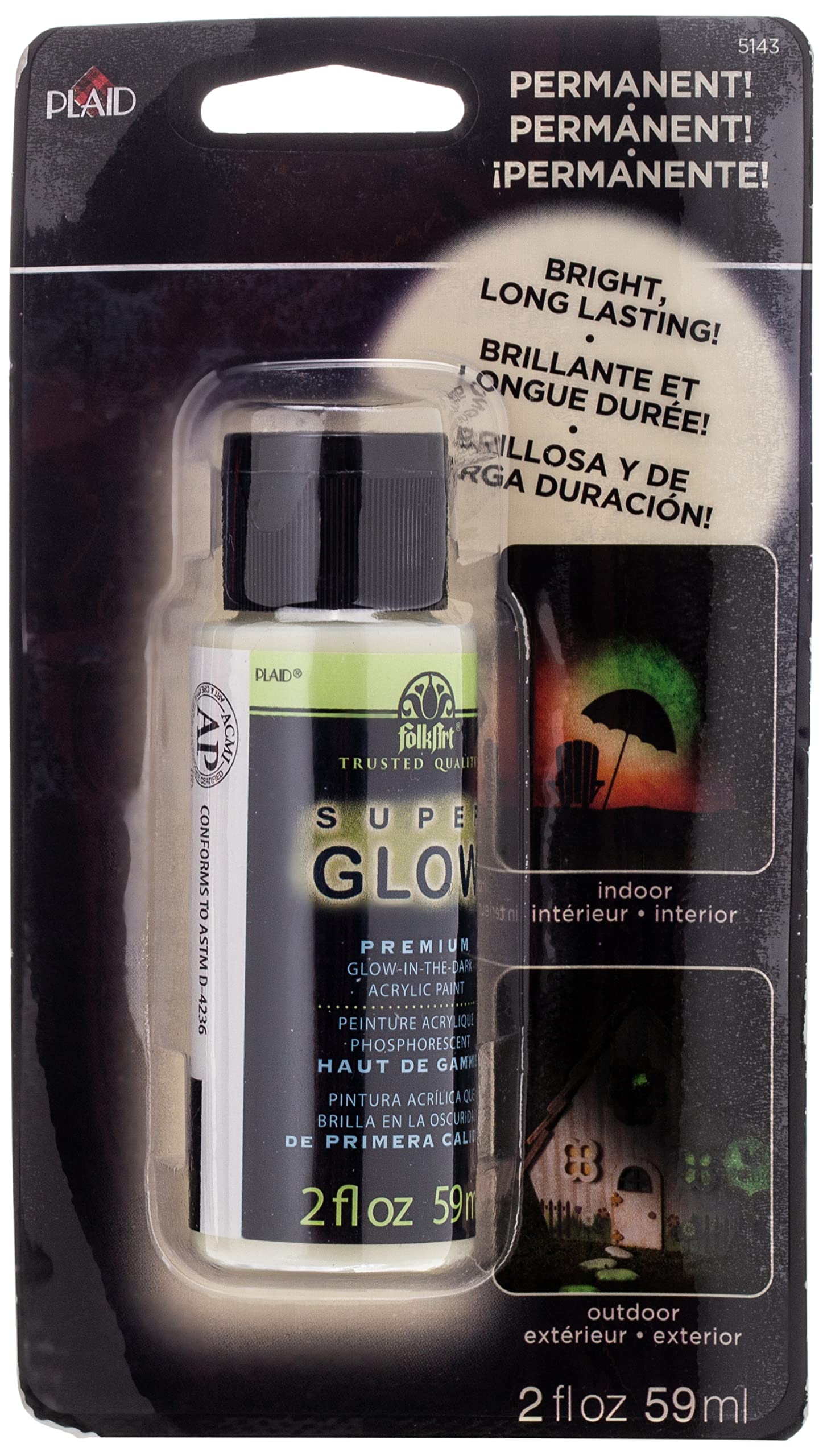 Plaid Enterprises, Inc. FA Super Glow 2oz Carded, Acrylic, Yellow, 2 oz