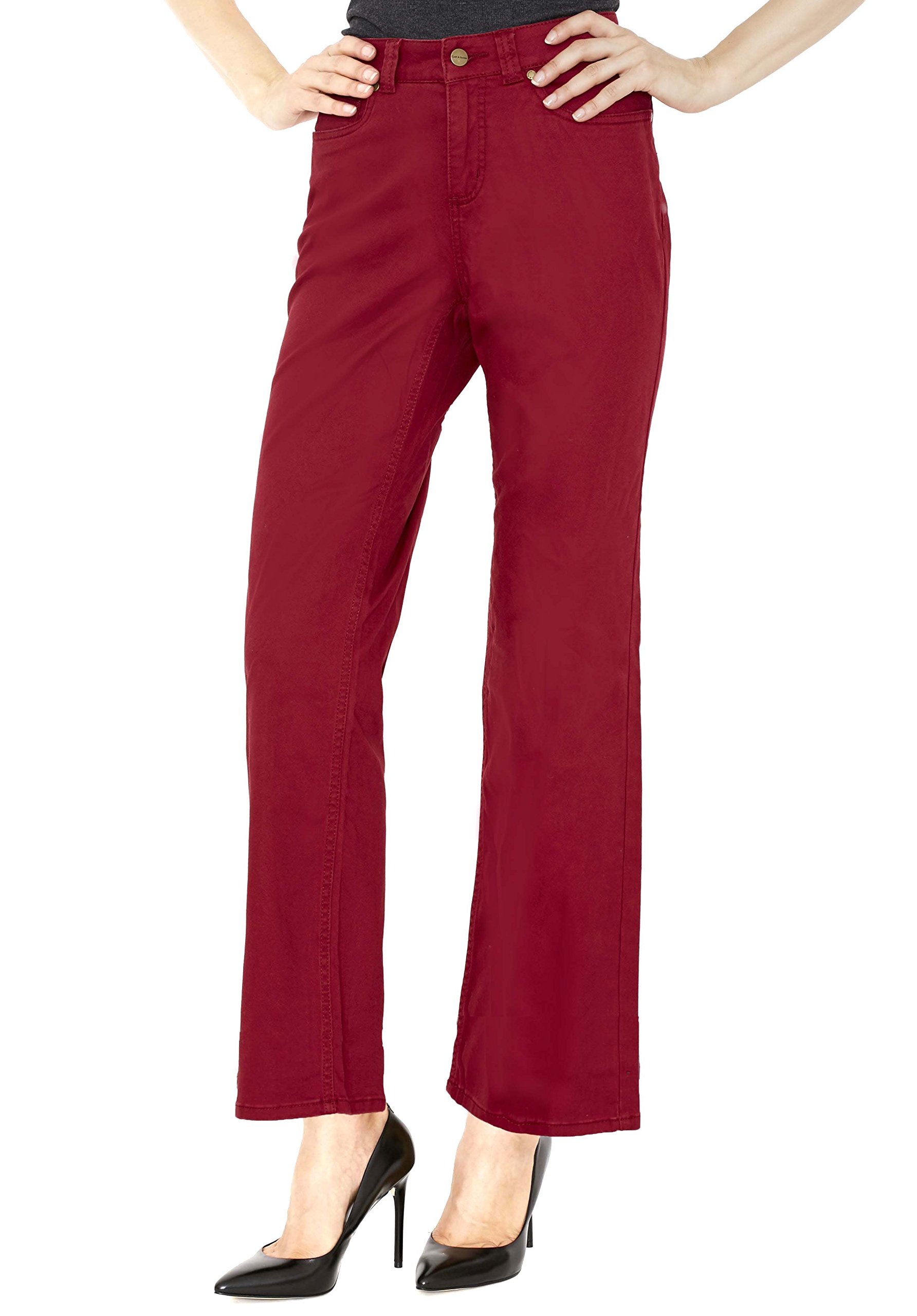 Croft Barrow Straight Leg Woman’s Pants – Soft Stretch Dress Trousers  with Slimming Control Top