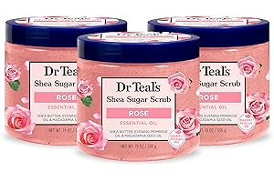 Dr Teal's Shea Sugar Body Scrub, Rose with Essential Oil, 19 oz (Pack of 3)