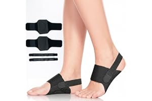 ATLAS ARCH SUPPORT Foot Arch Support Braces for Women Men–Adjustable Compression Arch Support Bands with Gel Pad for Flat Feet, Heel Pain, High & Fallen Arches–Anti-Slip Strips–(Pair-Black)