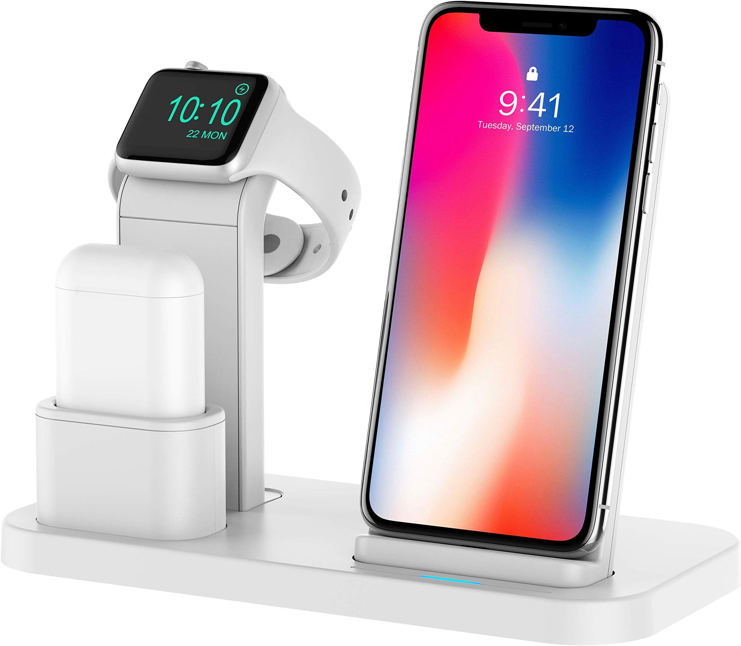 Conido Adjustable Wireless Charger for iPhone, 3 in 1 Charging Stand for Apple Watch AirPods Charging Station Stock Holder Compatible iPhone 11/PRO/XR/X/8 Plus/8（Not fit iWatch 5