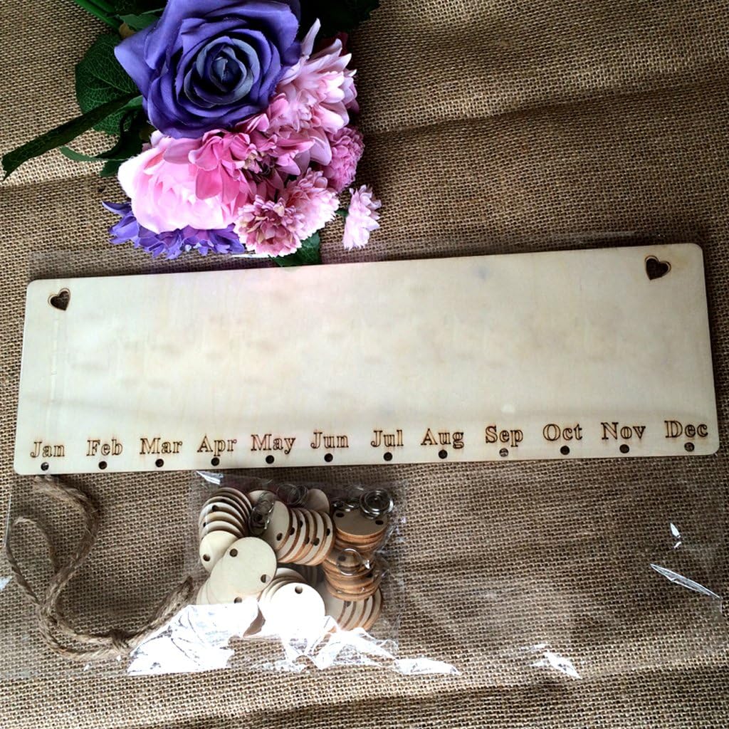 Sharplace Panneau Calendrier Anniversaire Rustique Porte Cles Bricolage Disque En Bois Planche Crochets Ameublement Et Decoration Cuisine Maison Bhattbros Com