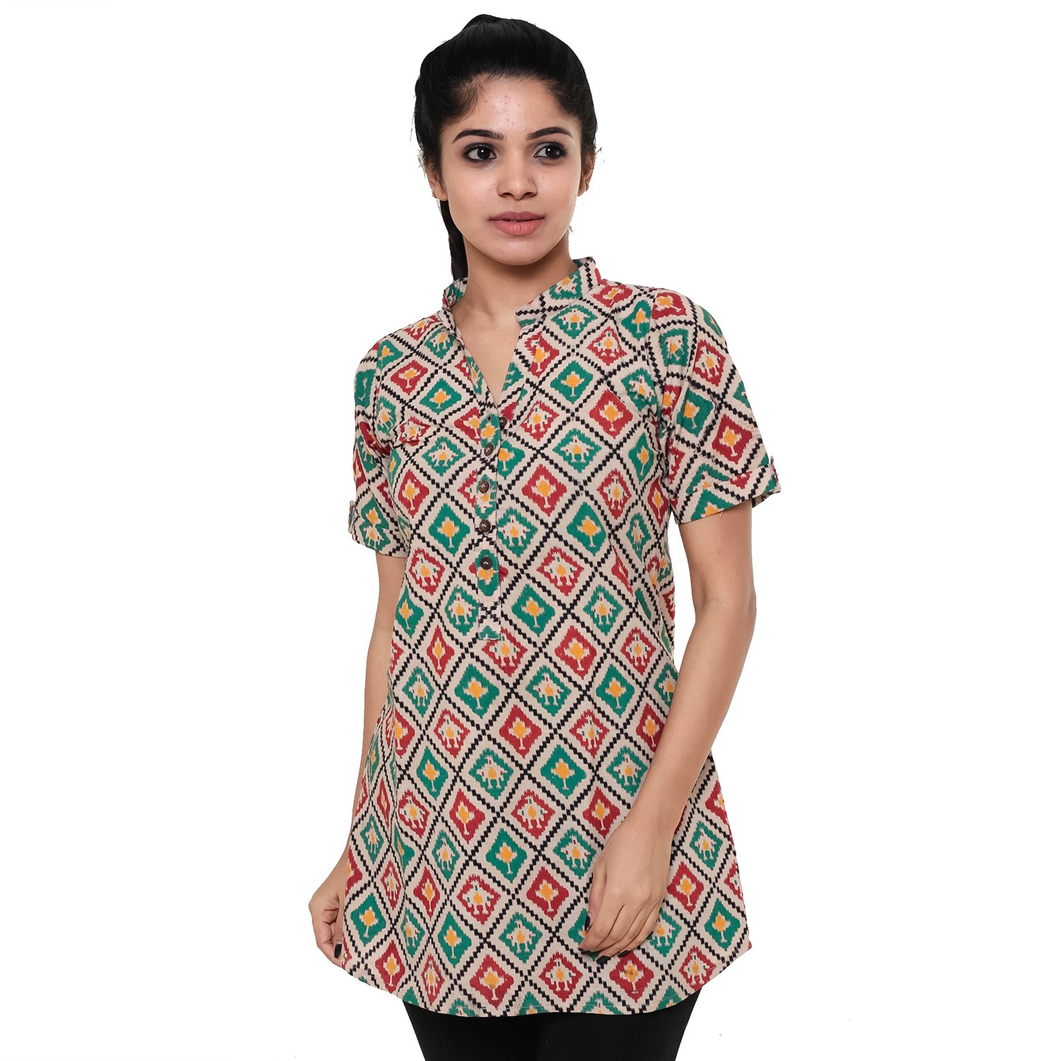 easy 2 wear &reg; womens kalamkari tunic top (size s to 6xl) half sleeve