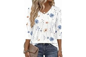 Zeagoo Womens 3/4 Length Sleeve Tunic Tops Casual V Neck Shirts Basic Tees Business Work Blouses Fall Clothes 2026