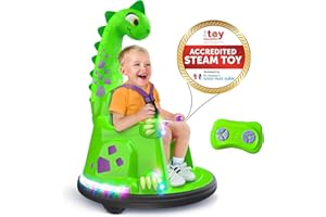 Bumpeez Bumper Car for Kids, 12V Electric Ride on Toy with Remote Control, LED Lights & Music for Toddlers 1-3, Birthday Gift Ages 1 2 3 4 5 Years Old Boys & Girl, Baby & Children 3-6, Dinosaur