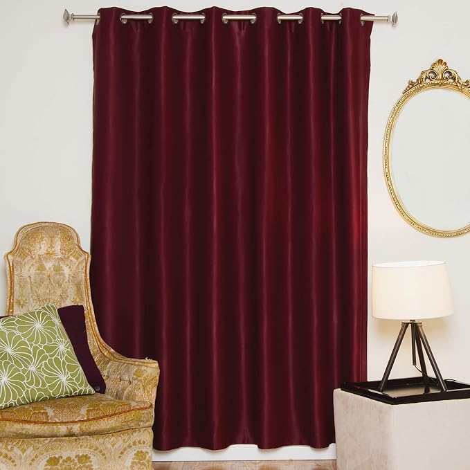 Amazon.com: Blackout Curtain Burgundy Wide Width Antique Brass Grommet