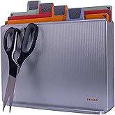 EZTICO 4-Piece Non-Toxic Cutting Board Set with Premium Scissors and Holder (Tall Silver)
