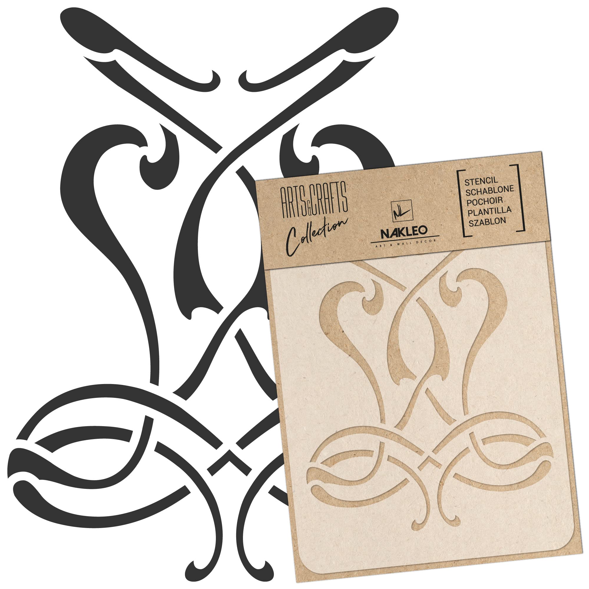 NAKLEO Painting Stencil for Crafts A5 15x21cm, Art Nouveau Ornament Elegant Pattern, Reusable Plastic DIY & Scrapbooking Drawing Template, Decoupage Art Home Decor, Wall Wood Fabric Furniture โ image 1
