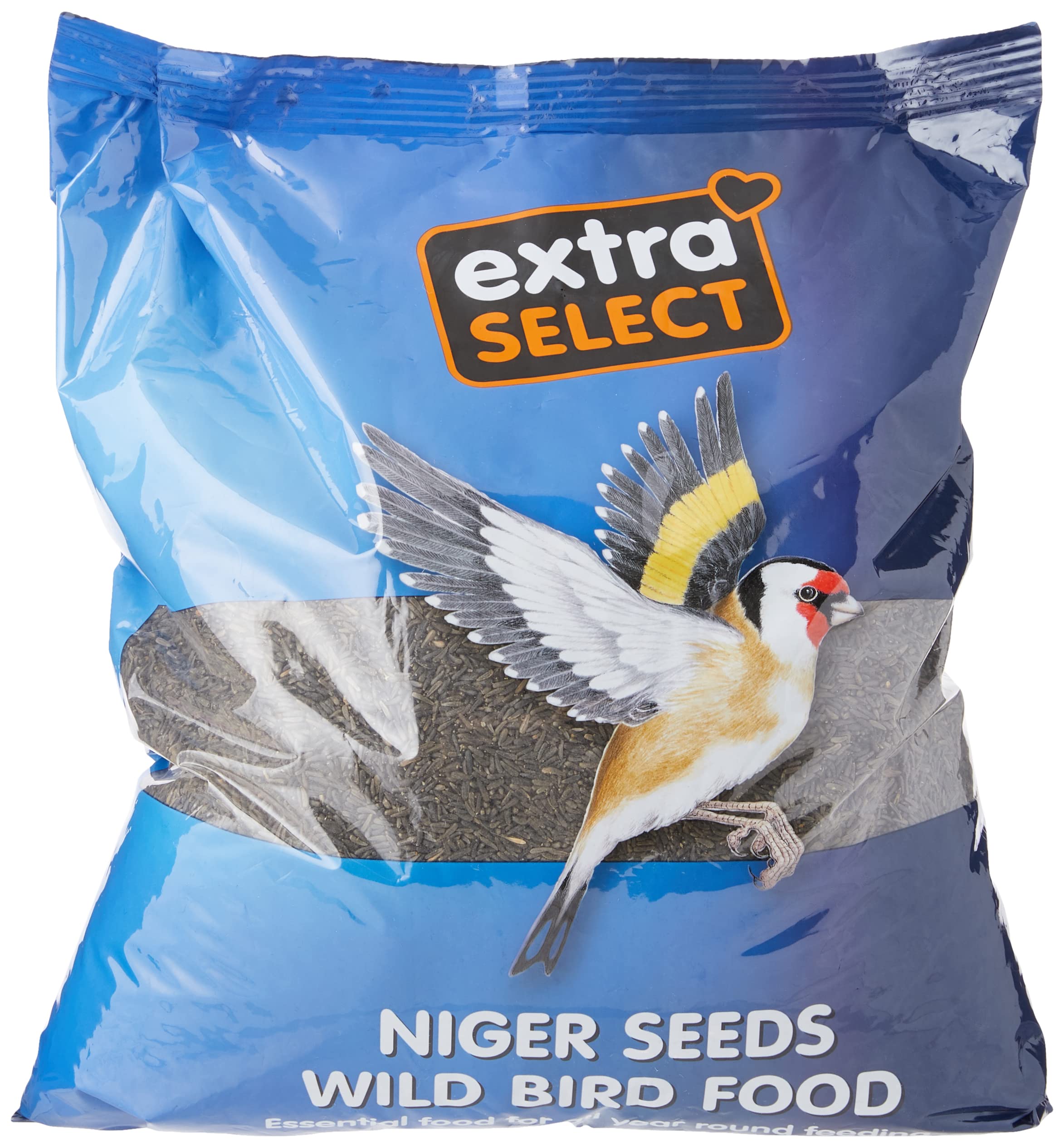 Extra Select Niger Seed Wild Bird Food 2kg - High Energy Feed for Finches & Tits - Protein & Oil Rich