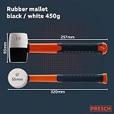 PRESCH Rubber Mallet 450g Fiberglass Handle 55mm Diameter for Indoor Outdoor Use view 6