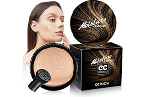 OETUIOW Mushroom Head Air Cushion CC Cream - New Upgraded BB Cream Gold Packaging Face Makeup Foundation for Mature Skin Moisturizing Concealer Brighten Long-Lasting (Natural)