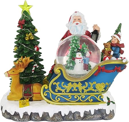 Immagini Di Natale Movimento.Slitta Di Babbo Natale Con Sfera Innevata Movimento Luci Musica 25 5 X 28 X 18 Cm Amazon It Casa E Cucina