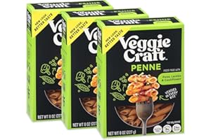 Veggiecraft Farms Penne Pasta - Low Carb Pasta, High Protein, Made with Cauliflower, Lentil & Peas, Gluten Free, Plant Based Pasta Noodles, High Fiber, Vegan, Kosher, Non-GMO - 8 Oz (Pack of 3)
