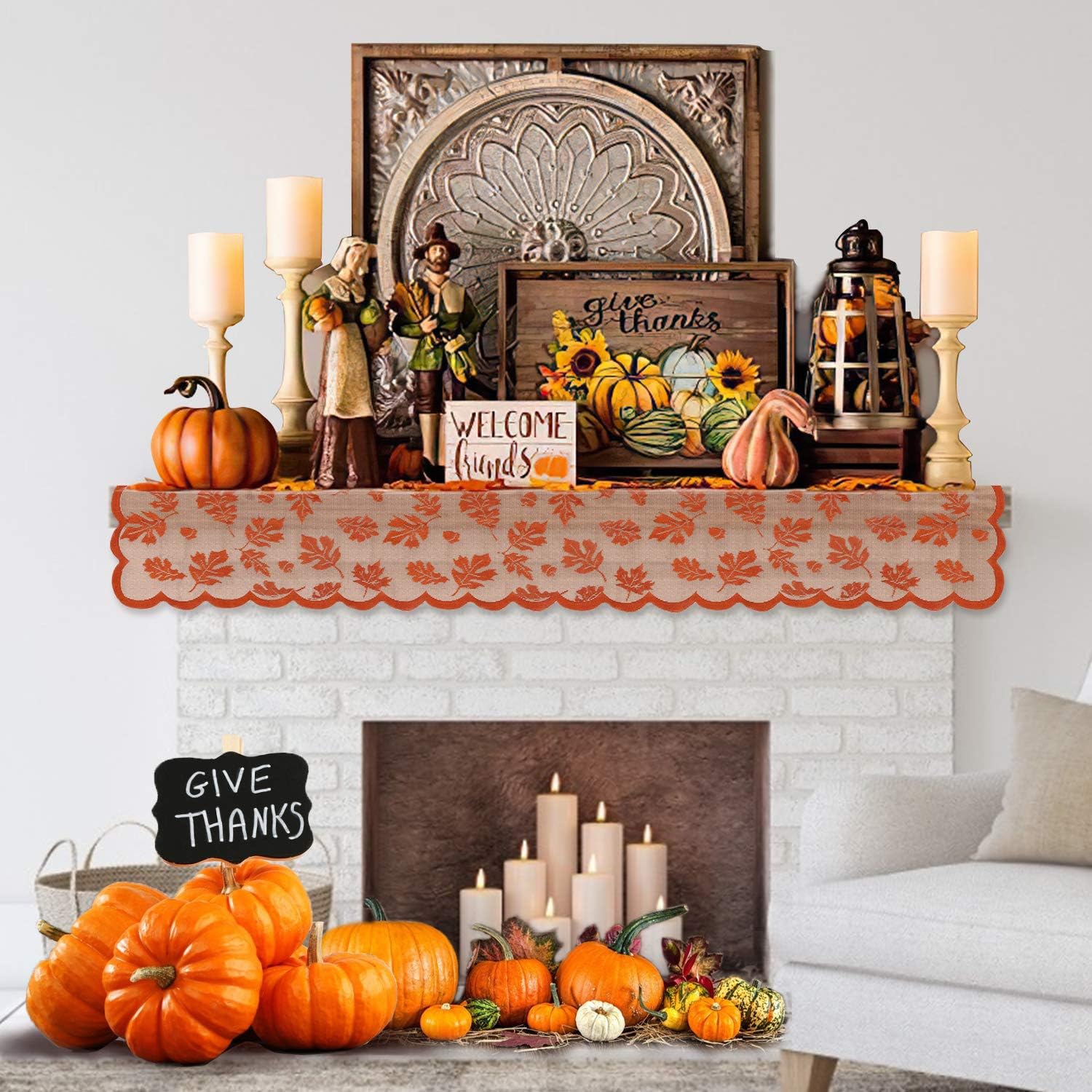 Thanksgiving Table Runner with Maple Leaves, 2 Pack Fall Harvest Lace Dinner Table Decorations for Thanksgiving Party and Daily Use-Coffee Table,Outdoor Patio Table,Dessert Table etc,13 X 72 Inch…: Home & Kitchen