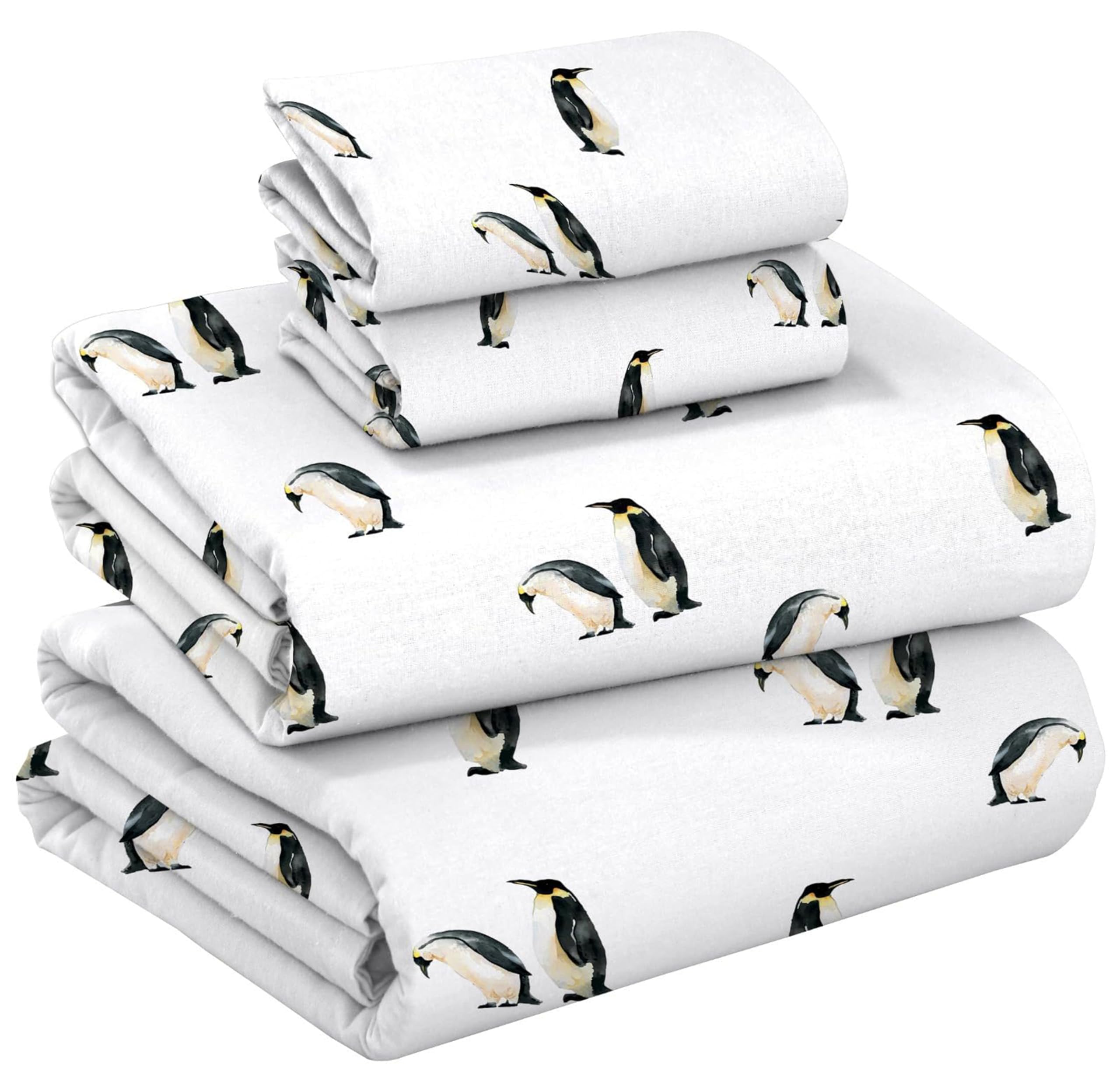 RUVANTI Flannel Sheets Full Size - GOTS Certified 100% Organic Cotton, 4 Piece Warm, Soft & Breathable Set, Deep Pocket Snug Fit, Double Brushed Cozy All Season Bedding, Polar Parade Image