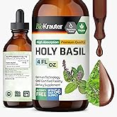 BIO KRAUTER Holy Basil Tincture - Tulsi Powder Liquid Extract - Supports Calmness and Relaxation - Ursolic Acid Supplement - Alcohol and Sugar Free Holy Basil Extract - Vegan Drops 4 Fl.Oz.