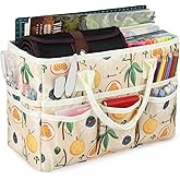 Craft Organizer Tote Bag with Multiple Pockets, Large Art Storage Caddy with Handles for Art, Craft, Sewing, Make-up,Scrapbooking, Medical, and Office Supplies Storage.Orange Fig