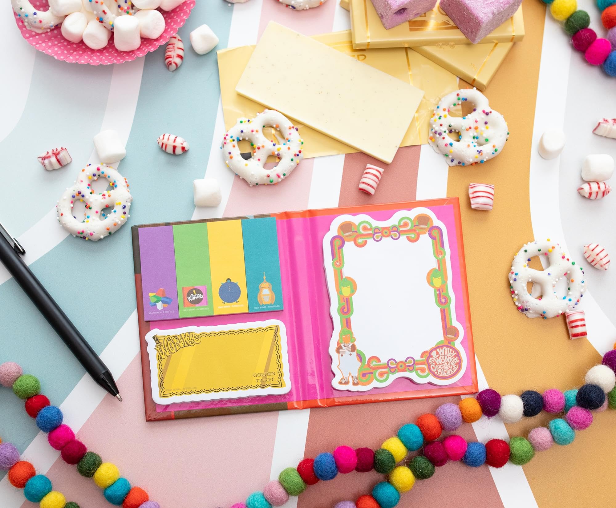 Willy Wonka Chocolate Bar Icons Sticky Note and Tab Box Set | Notepad Stationery Paper, School and Office Supplies