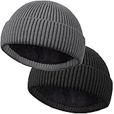 ROYBENS Wool Fisherman Beanie for Men Women, Knit Cuffed Fleece Lined Beanies Winter Warm Hat Skull Cap Unisex