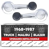 Window Crank Handle Set, Front/Rear Driver &amp; Passenger - Compatible with 1965-1996 Buick, Oldsmobile, Chevrolet, GMC, Cadillac, Pontiac Models - Chrome With Black Knob - OEM 1732326, 20348200, 76912