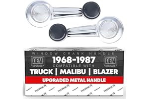 T1A Window Crank Handle Set, Front/Rear Driver & Passenger - Compatible with 1965-1996 Buick, Oldsmobile, Chevrolet, GMC, Cadillac, Pontiac Models - Chrome With Black Knob - OEM 1732326, 20348200, 76912